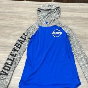 3/$15 Justice volleyball light hooded shirt.